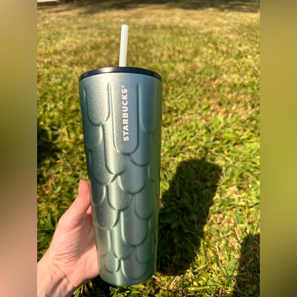 Teal Sparkly Mermaid Scales Starbucks Tumbler